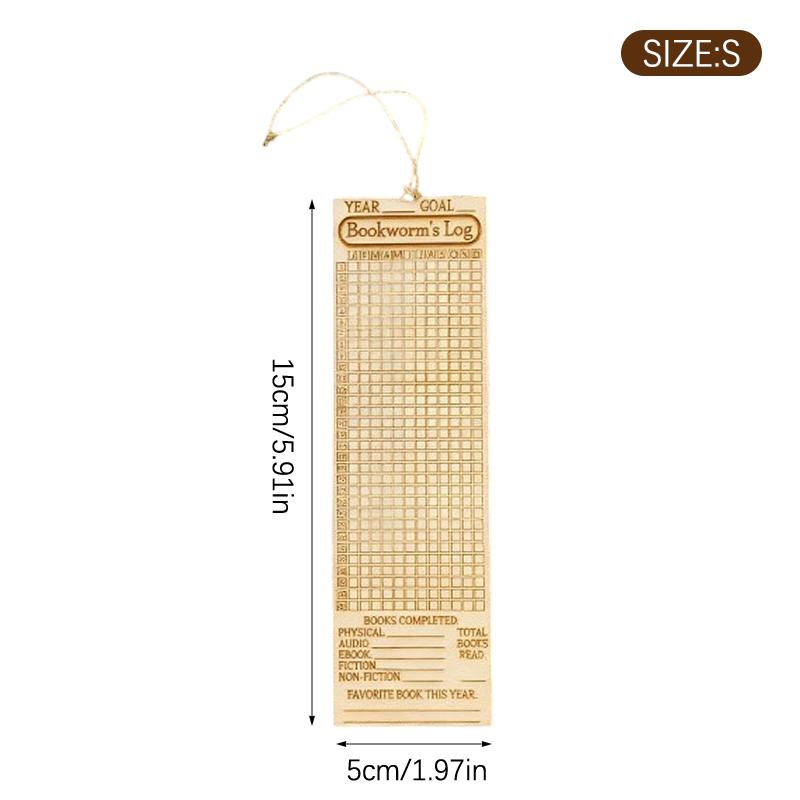 Wooden Book Tracker Bookmark - Books Read This Year Counter, Yearly Habit Log, Laser-Engraved Reader Planner