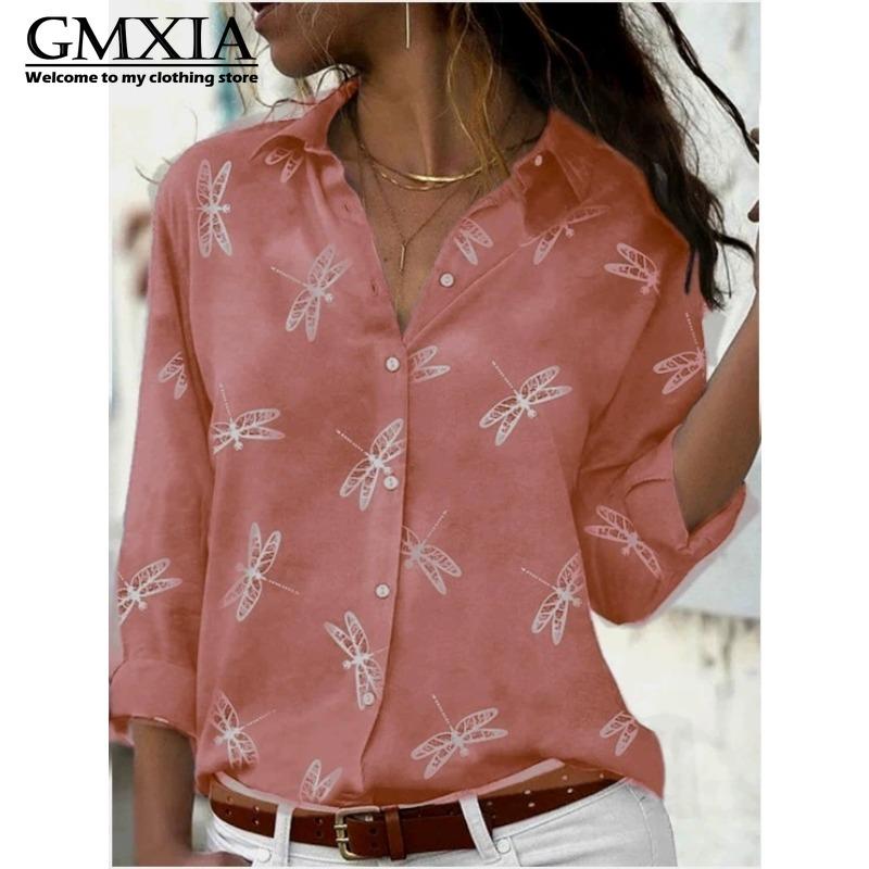 GMXIA 38 цветов Женская мода Повседневные Блузки и рубашки с длинным рукавом и воротником ПОЛО