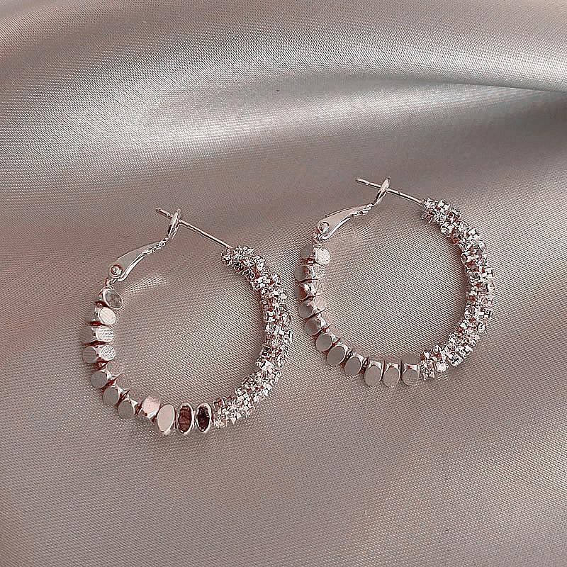 Серебряная игла, покрытие из настоящего золота, металлические геометрические серьги-гвоздики, серьги в стиле темпераментный холодный ветер, легкая роскошь, летние высококлассные серьги