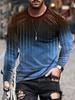 Vibrant Gradient Stripe Long Sleeve Novelty T-Shirt for Men Stylish Breathable and Soft Autumn Wear