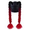 2pcs/pair Helmets Decor Woman Braids Wig With Sucker Twist Dual Pigtail Ponytail  for Motor Bike