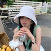 Korean Striped Bucket Hat Wide Brim Women's Sun Caps Ins Striped Fisherman Hat  Travel