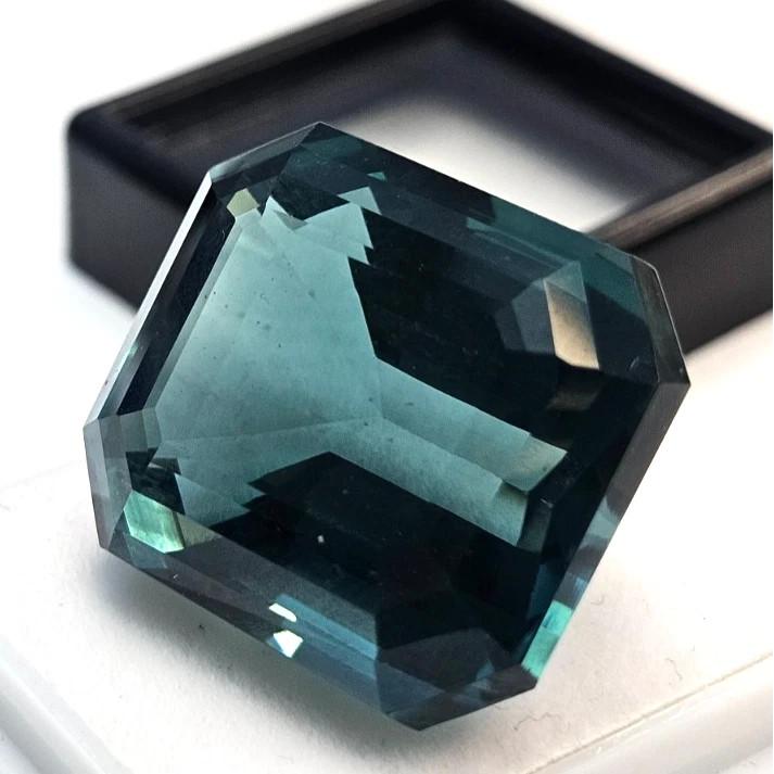 Natural Teal Blue Tourmaline Emerald Cut 40+ Ct Beautiful Certified Gemstone