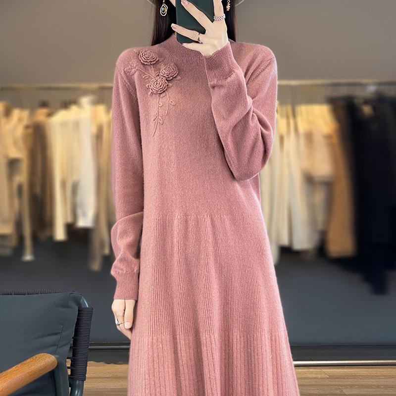 Женское кашемировое платье Qinghe кашемир 70% шерсть 30% кашемир женское осенне-зимнее кашемировое платье мягкое и теплое