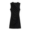 Kaslead New Arrival Women's Clothing Fashion Style Multi-Color Selection Pleated round Neck Short Sleeveless Dress 3067260