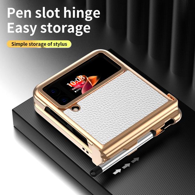 Противоударный кожаный чехол с дизайном S Pen для Samsung Galaxy Z Flip4 Flip 4 Flip3 Flip 3 Zflip4 Нескользящий чехол для Samsung Flip4