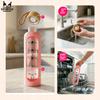 1000 Ml Glass Water Bottle With Silicone Case (Pink)