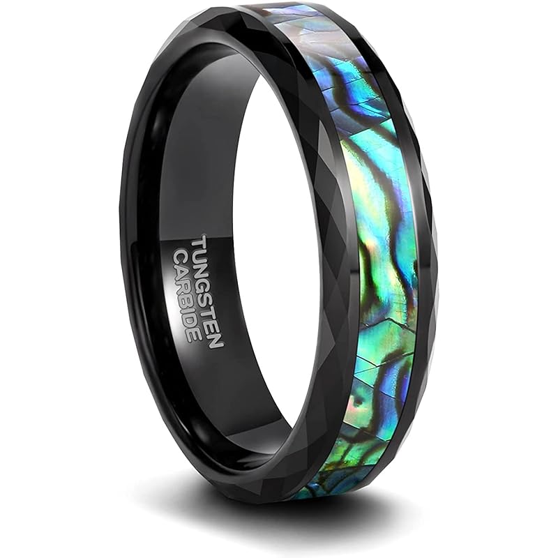 [Rockyu] вольфрамовое кольцо серебряное супер твердое ширина 8 мм натуральное кольцо из ракушки долговечность плоское удары не повредят другу день рождения подарок мода