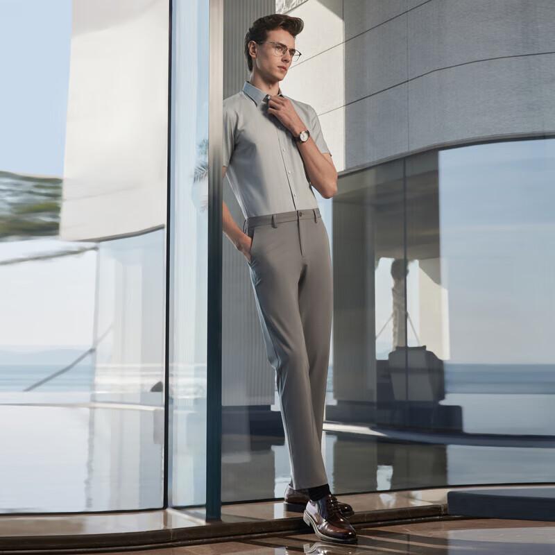 YOUNGOR Мужская летняя рубашка с коротким рукавом в стиле business casual