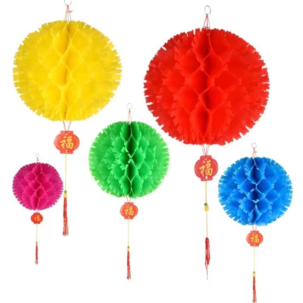 10PCS Waterproof Paper Lantern Ball Jagged Edges Spring Festival Pendant  Chinatown