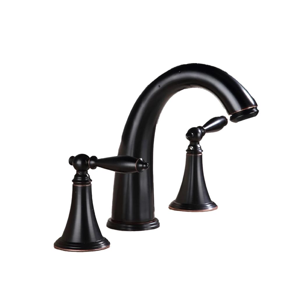 Nordic Style Basin Faucet 3 Holes Bathroom Sink Faucet Deck Mounted Cold Hot Vintage Mixer Taps Bathtub Faucet