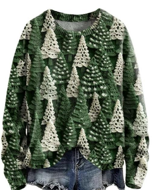 3D Printed Women's Casual Loose Knit Pullover Sweater