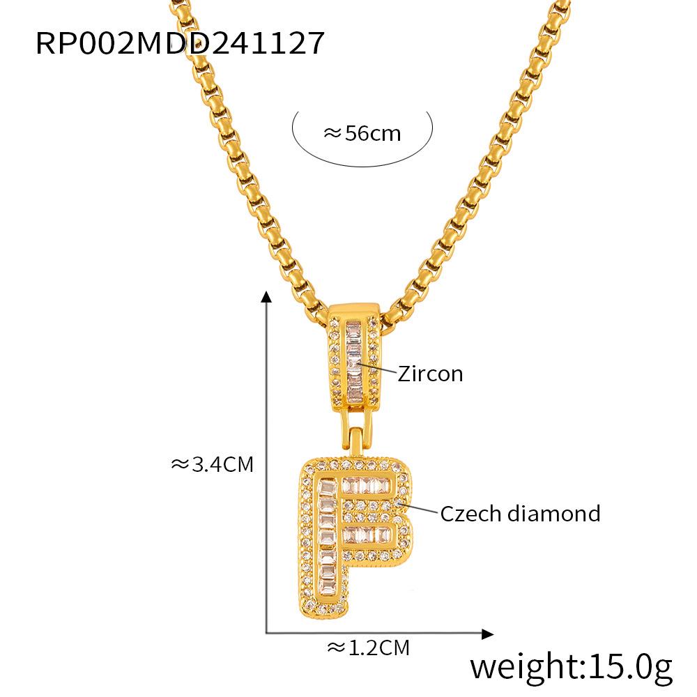 Fashionable New Zircon Letter Pendant Necklace 26 A-Z Initials for Names Color-Retaining, In-Stock