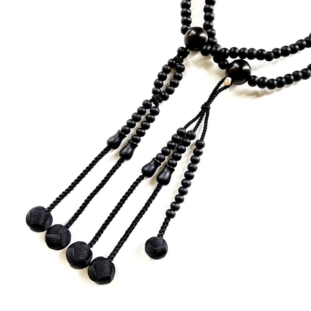 WONDERFUL LOTUS Myorenka Myorenka SGI Prayer Beads for International Soka Gakkai, Men's Wooden Prayer Beads, 2 Shaku (1.2m), Black Grasswood, Black