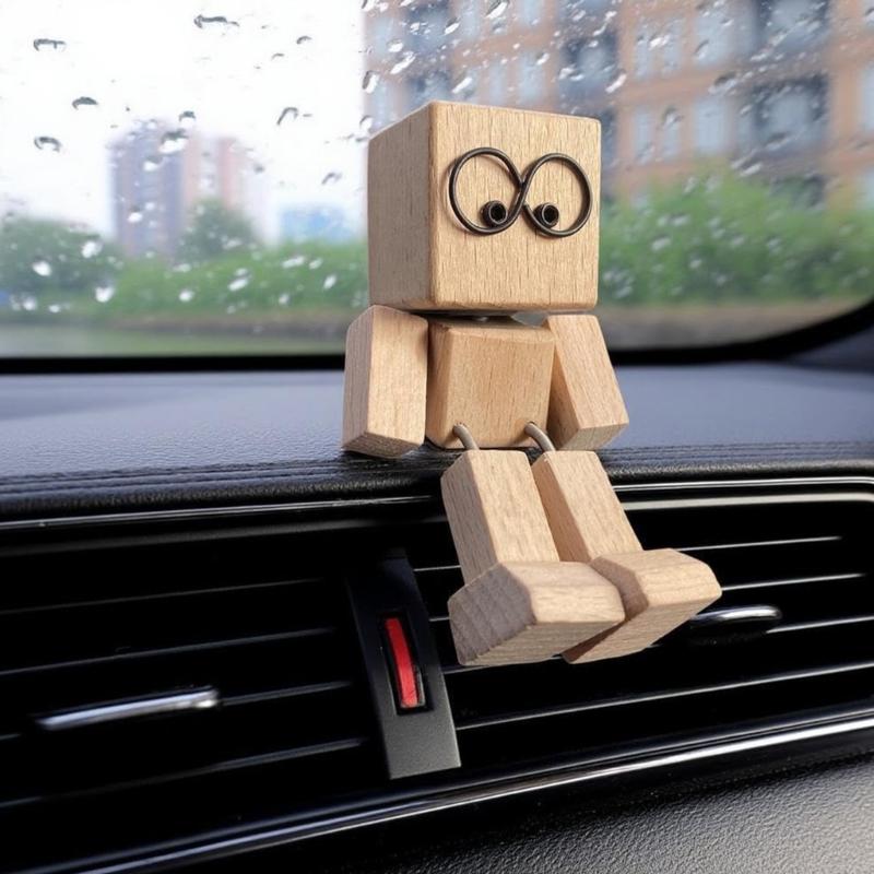 Shaking Feet Wooden Man Figurine Car Interior Small Desktop Ornaments Funny Wood Leg-swinging Figurine Gifts for Home