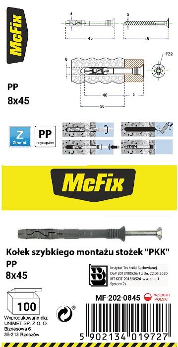 Quick Mounting Plug Pp Cone 8*45Mm - Mf-202-0845