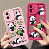 Lucky Panda Pattern Solid Color Shell для iPhone 16 Pro 15 14 Plus 13 12 Pro Max 11 Xs Xr 8 7 Ударопрочный мягкий TPU защитный чехол для объектива от падений