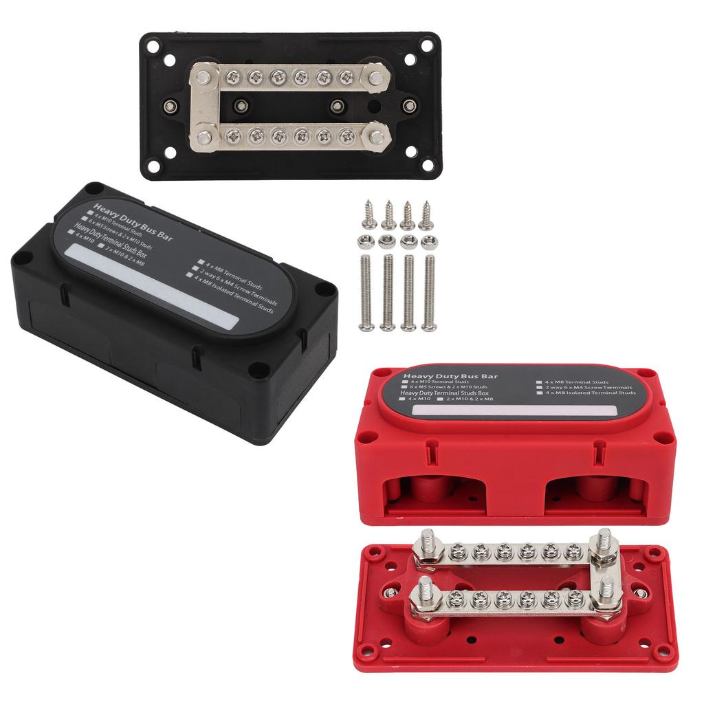 2PCS Heavy Duty Bus Bar Box Module with Cover DC48V 100A Flame Retardant for Cars Trucks RVs Ships B