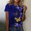 Женская футболка Летняя мода Футболки с коротким рукавом Топы 3D принт Круглый вырез Повседневная футболка для женщин