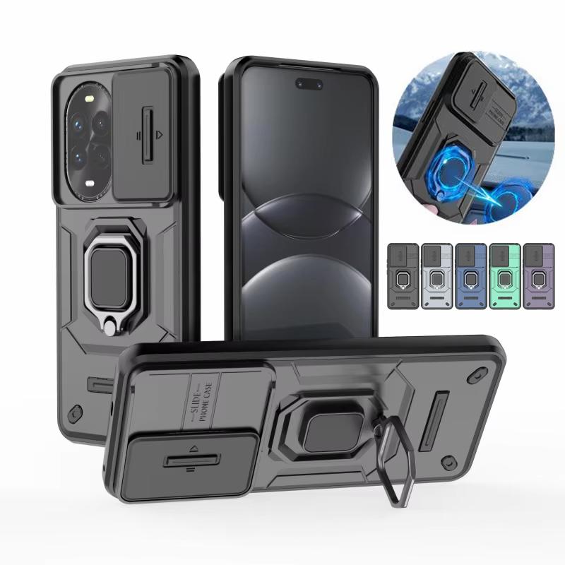 Slide Lens Protect Shockproof Armor Phone Case For Huawei Nova 13 Pro Nova 13 5G Ring Holder Cover For Nova13 Nova13Pro