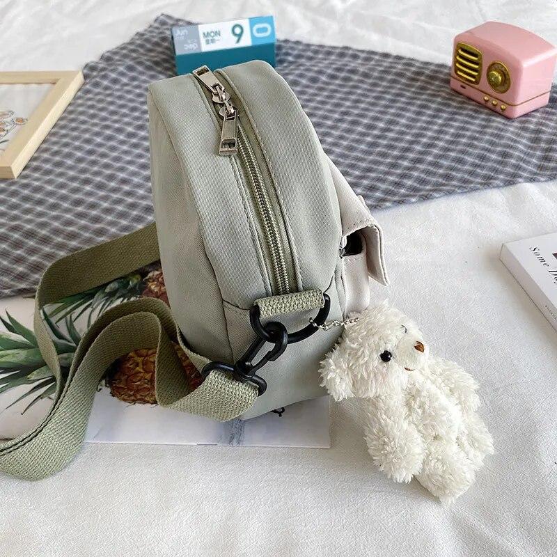 Мини-сумка через плечо для женщин, 2023, модные маленькие женские холщовые сумки на плечо, корейский кошелек для телефона, милый студенческий кошелек с клапаном Bolsas