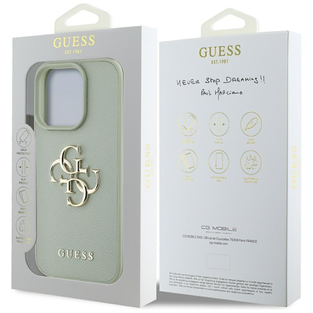 Etui do iPhone 16 Pro Max Guess Grained Big 4G Logo Zielone