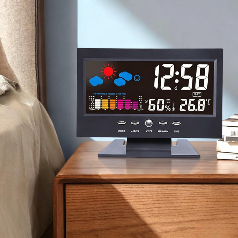 Multi-Functional Weather Station Clock Thermometer Hygrometer Calendar Digital Lcd Display Temperature And Humidity Meter