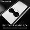 LUCKEASY For Tesla Model 3 Y 2022 Car Accessories Center Console Sticker Armrest Storage Box Protective Patch ABS Decoration
