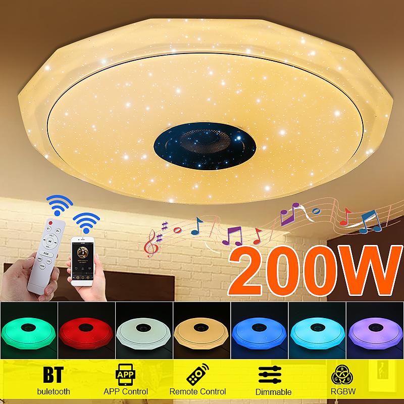 200 Вт Wi-Fi Современные светодиодные потолочные светильники RGB Домашнее освещение Приложение Bluetooth Музыкальный свет Лампы для спальни Смарт-диммируемая музыкальная потолочная лампа