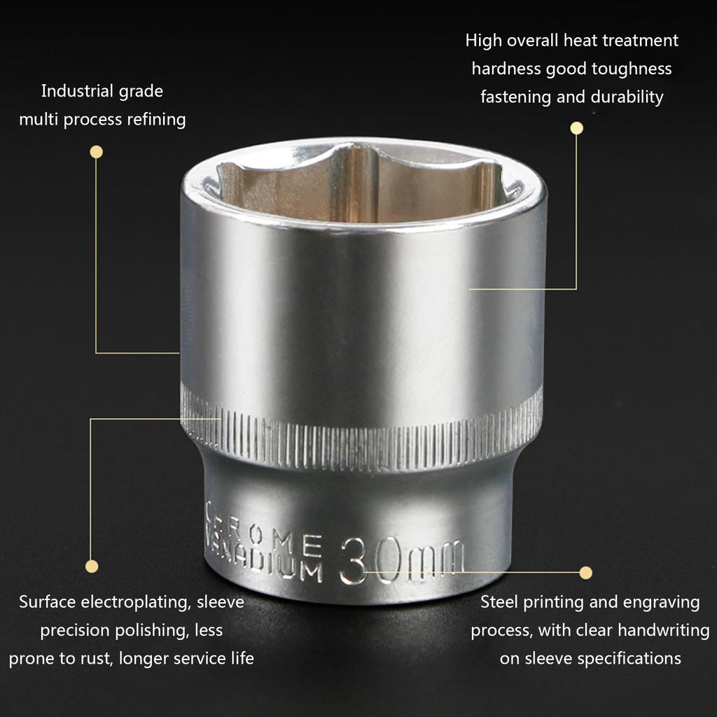 Hex Short Socket Head 1/2 Inch Drive Anti-rust Ratchet Wrench Sockets 8-36mm Hexagonal Socket for Car Repair Hand Tools