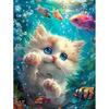 Painting On Number Cat Playing In Water On Canvas Hand Painted Gift Kits Wall Art Diy Drawing On Number Home Decor