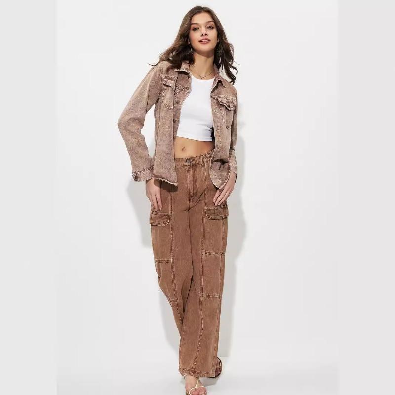 2025 Модная винтажная джинсовая рубашка, куртка женская осенняя однобортная повседневная свободная весенняя куртка с отложным воротником, однотонная верхняя одежда