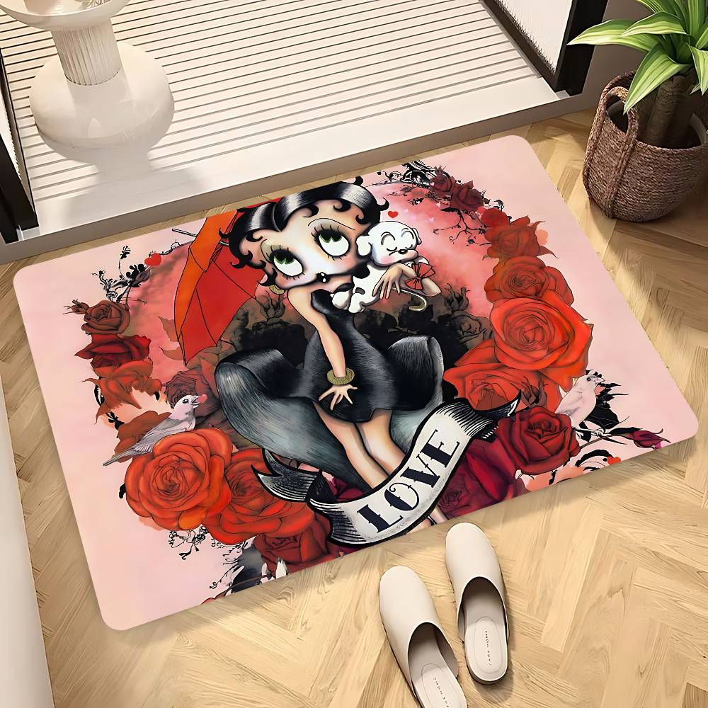 Cute B-Betty Boop Bathroom Mat Retro Multiple Choice Living Room Kitchen Rug Non-Slip Bedside Mats