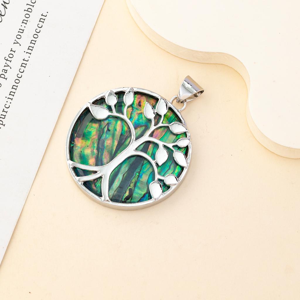 1 шт., уникальная подвеска из натуральной ракушки, круглая ракушка в богемном стиле с подвесками в виде дерева жизни для изготовления ювелирных изделий своими руками, рождественского подарка на день рождения, 33x37 мм