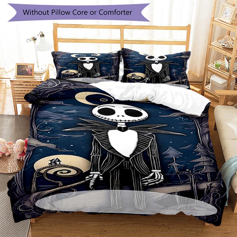 3pcs The Nightmare Before Christmas Bedding Set Duvet Cover Closure Includes 1 Duvet Cover & 2 Pillowcases, Soft and Comfortable for All Seasons.