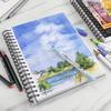 Ohuhu Sketchbook Watercolor Paper 200gsm 254mm X 193mm 62 Sheets Extra Thick Mixed Media Sketchbook Medium Ring Type Perforated Marker