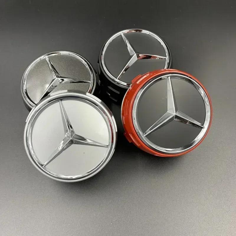 AABHZ1 4pcs 75mm Car Wheel Center Cover for Mercedes Benz Logo A45 CLA45 C63 GLA45 G63 Emblem Car Hub Caps Decoration A0004000900