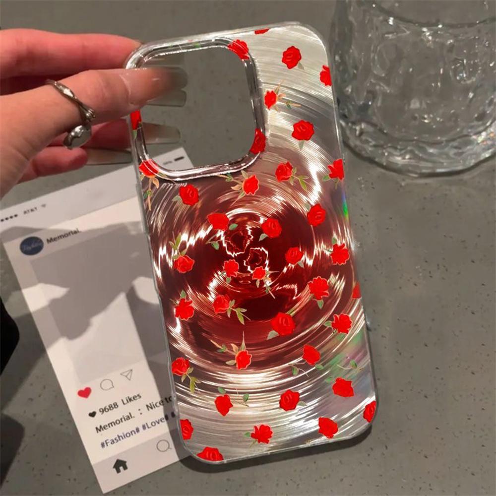Iridescent Glossy Phone Case for iPhone 11 13 14 15 16 17 Pro 17 13 14 15 Pro Max High Quality Fantasy Floral Style Full Protection Shell