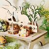 Creative DIY Rabbit Chick Easter Egg Tray Wooden Cute Party Decoration
