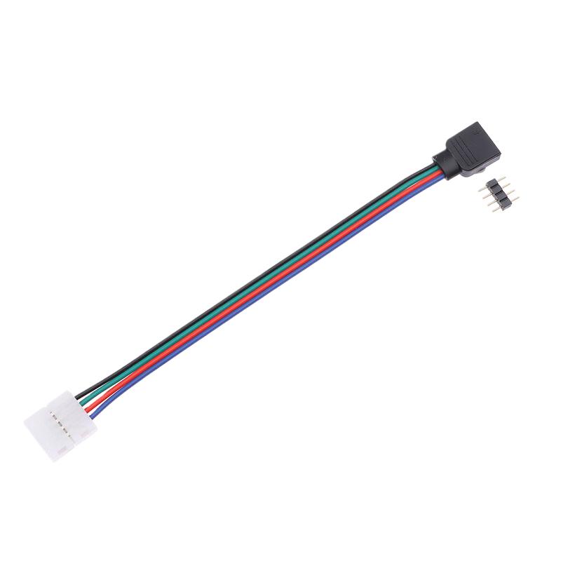 5Pcs 5050 Led Rgb Strip Light Connector 4 Pin Conductor Strip To Controller Jumper Solderless Clip On Pigtail Power Adapter