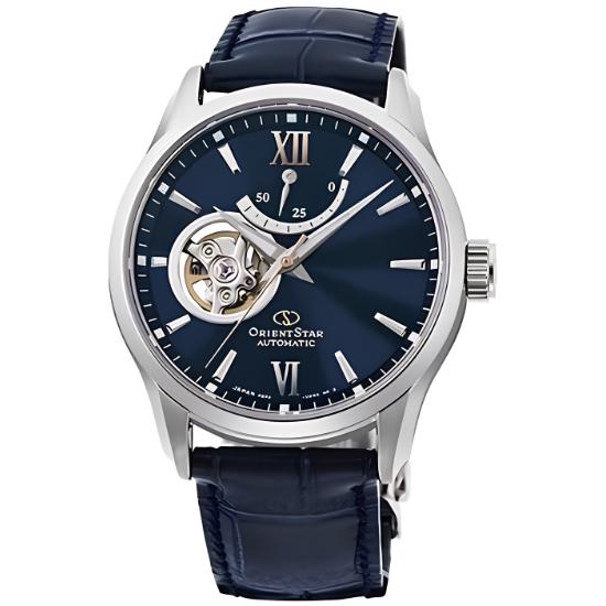 ORIENT Watch Orient Star Mechanical Automatic manual Overseas Model Navy Leather Strap [ORIENT] (with winding) Semi-Skeleton RE-AT0006L Men's