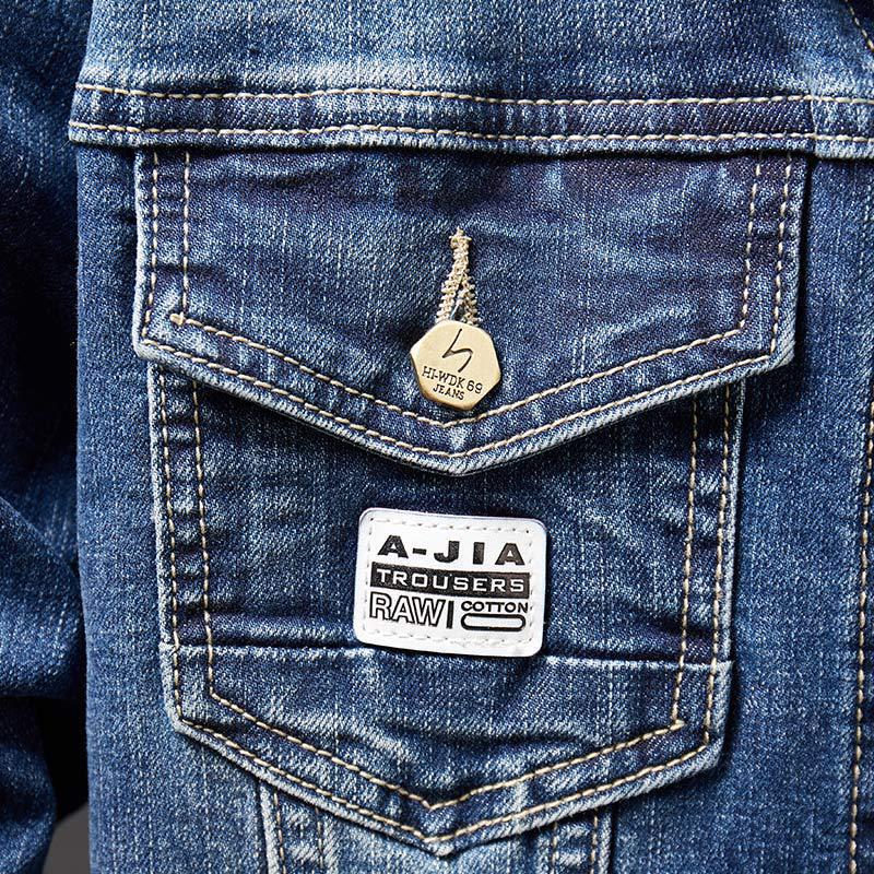 Мужская джинсовая куртка в классическом западном стиле, повседневное облегающее рваное джинсовое пальто для мужчин, джинсовые куртки большого размера