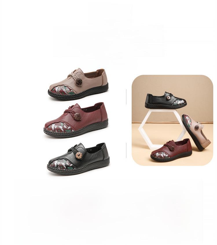 Runyue Удобная весенняя и осенняя мягкая кожаная обувь для женщин среднего возраста