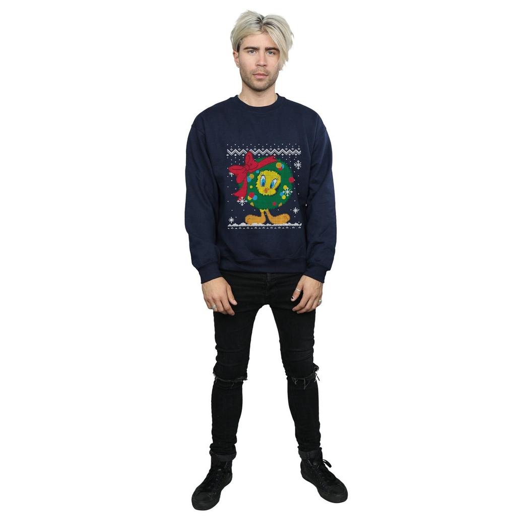 Looney Tunes Mens Tweety Pie Christmas Fair Isle Sweatshirt