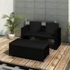 vidaXL 3-tlg. Garten-Lounge-Set Mit Auflagen Poly Rattan Schwarz