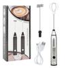 Electric Handheld Egg Whisk Milk Frother Foam Maker USB Rechargeable Mixer with 2 Stainless Steel