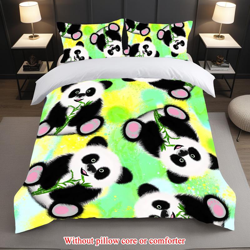 Cartoon Panda Three-Piece 3D Digital Printing Student Dormitory Quilt Cover Manufacturer