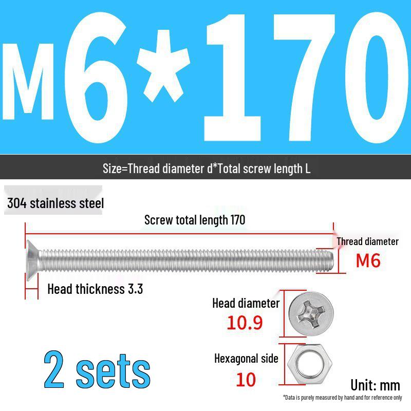 Набор Extra Long Phillips Flat Head Винтов и Гаек из Нержавеющей Стали 304 (2М, 3М, 4М)