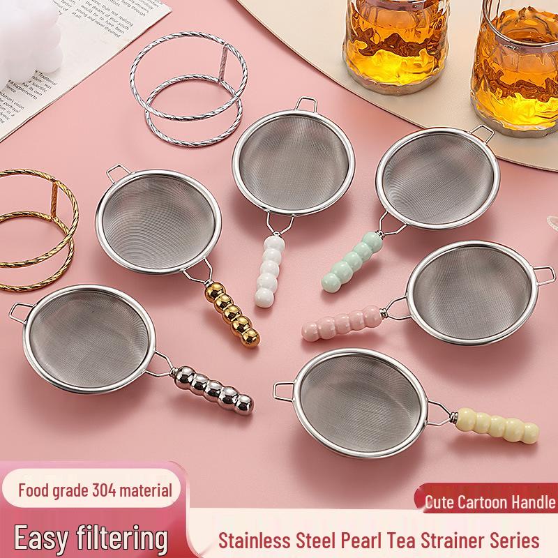 Креативное ситечко для чая из нержавеющей стали с ручкой из жемчужной керамики - Сетчатое сито для чая, выпечки, сока и детского питания