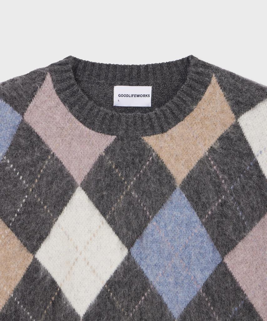 GLW Soft Argyle Knit Charcoal